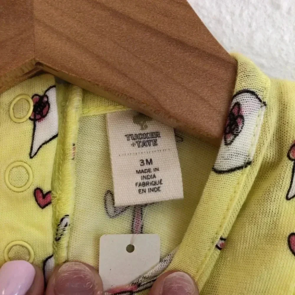 NWT Tucker + Tate pants set yellow flutter sleeve shirt w/ bunnies size 3 months